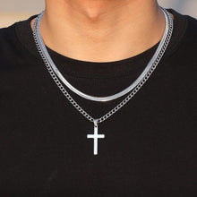 Esmoly Kreuzkette Herren Silber Gold Schwarz Edelstahl