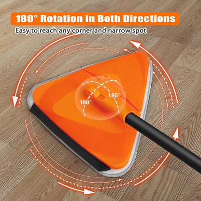 Bodenwischer Wischmopp Lang Griff 202 cm Orange 180° Zusammenklappbar