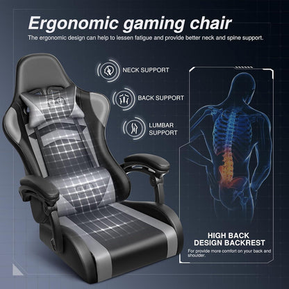 Ergonomischer Gaming Stuhl mit Kopf- und Lendenstütze