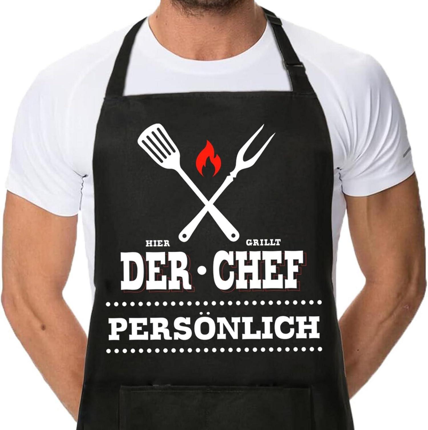 Kochschürze mit wasserdichten Taschen für Grillen & Kochen