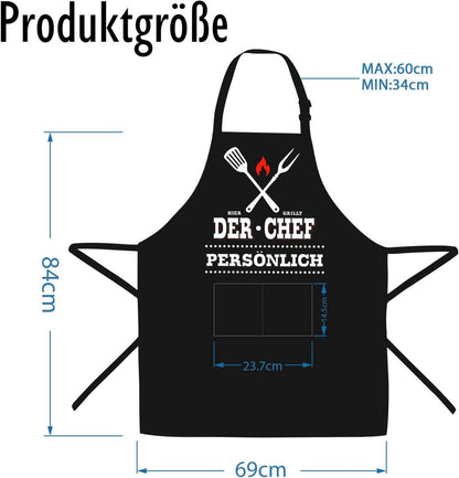 Kochschürze Herren | Lustig Schürze mit 2 Taschen