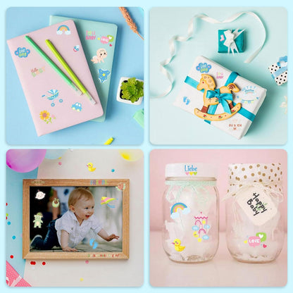 Sticker Babyalbum Aufkleber Fotoalbum Babyparty Geschenk 6 Bögen