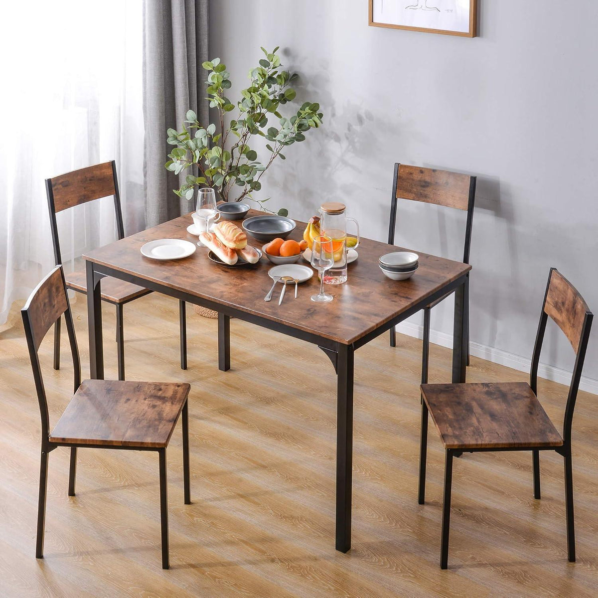 Esszimmer Set Holz & Stahl – Industrie Stil, 65x108cm