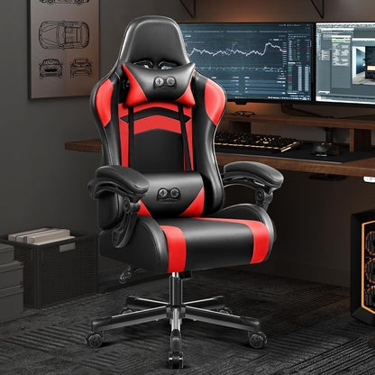 Ergonomischer Gaming Stuhl hoher Rücken höhenverstellbar Schwarzrot