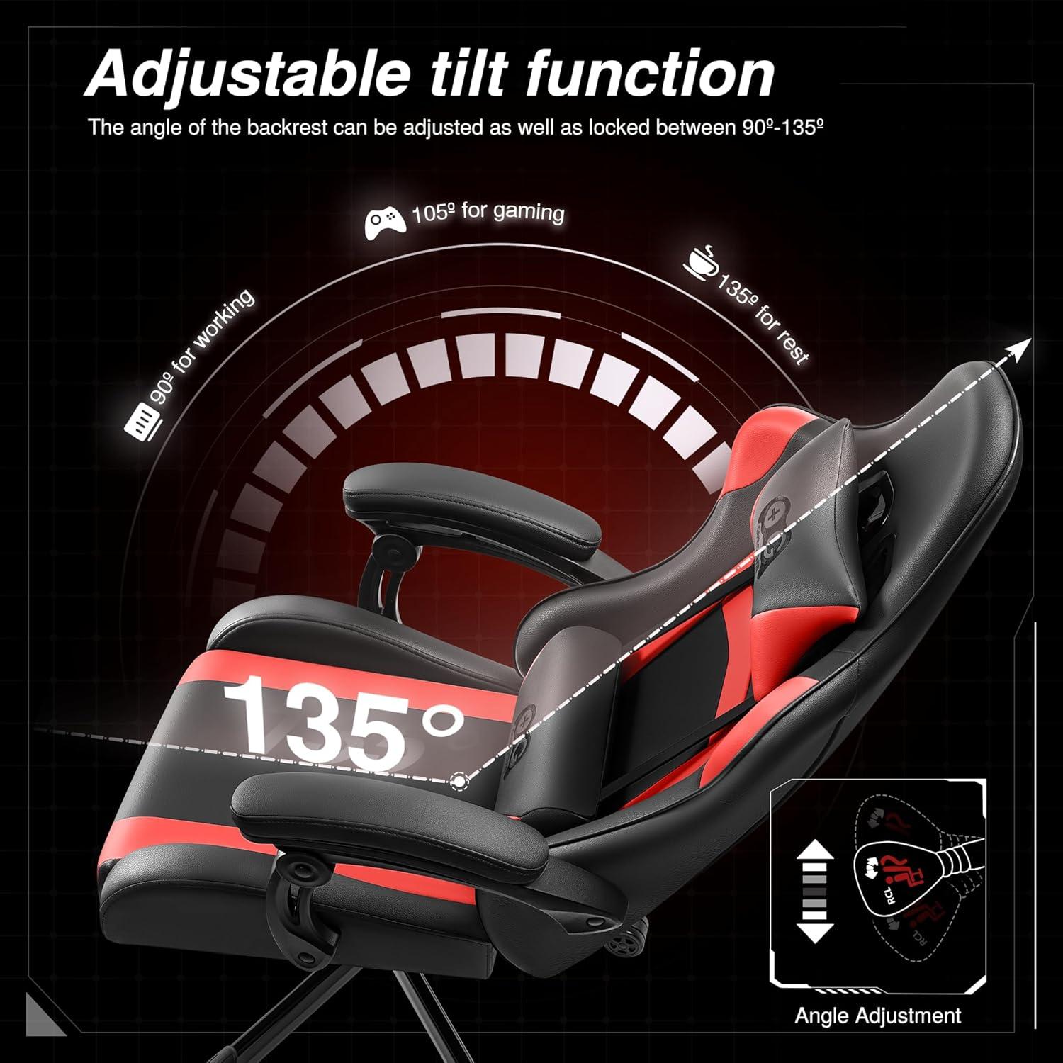 Ergonomischer Gaming Stuhl Höhenverstellbar Racing Style Schwarzrot