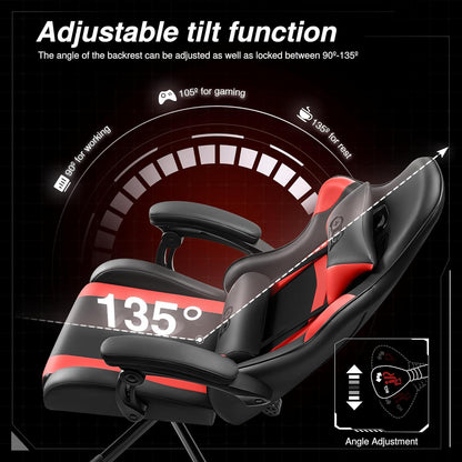 Ergonomischer Gaming Stuhl Höhenverstellbar Racing Style Schwarzrot