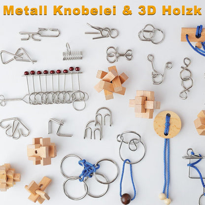 Adventskalender 2024 Knobelspiele Metall Holz 3D Puzzle