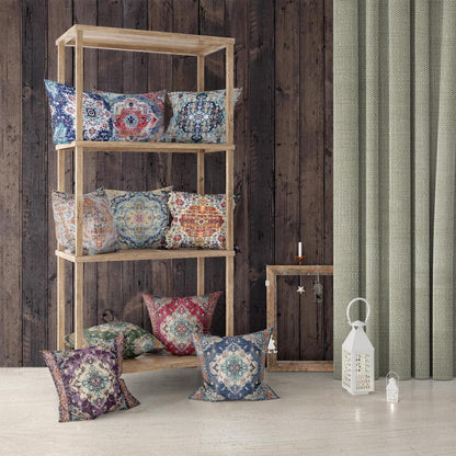 Boho Kissenbezüge 2er Set Samt 60x60 Lila Retro Dekor