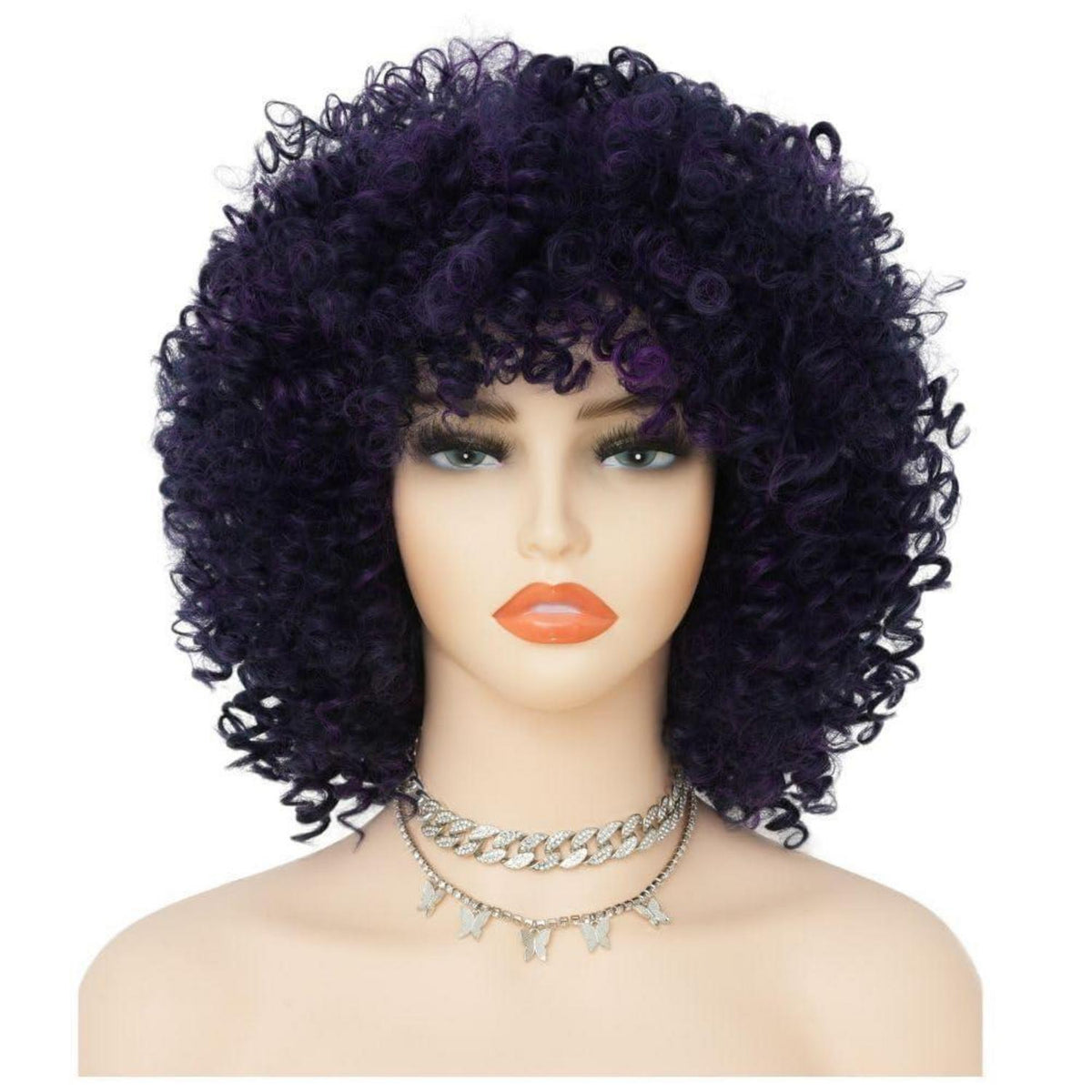Afro Lila Locken Perücke – Synthetisch & Hitzebeständig