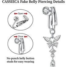 Fake Bauchnabelpiercing Kristallkugel Blumen Anhänger Silber