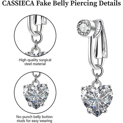 Fake Bauchnabelpiercing Kristallkugel Blumen Anhänger Silber