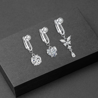 Fake Bauchnabelpiercing Kristallkugel Blumen Anhänger Silber