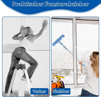 2-in-1 Teleskop Fensterputzer Set, 105 Zoll Ausziehbarer Fensterreiniger