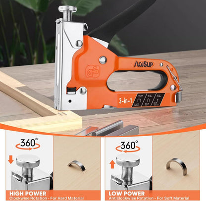 Handtacker Set 3 In 1 Profi Tacker mit 600 Klammern & Regulierbarer Schusskraft
