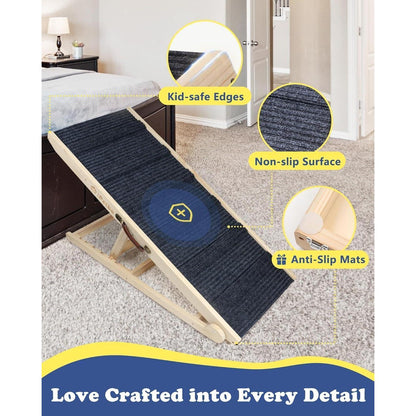 Hunderampe Klappbar Bett Sofa – Einstellbar bis 60cm, 90kg