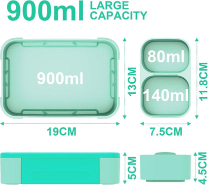 Brotdose Kinder mit Fächern 900ml Auslaufsicher Bento-Box Lunchbox