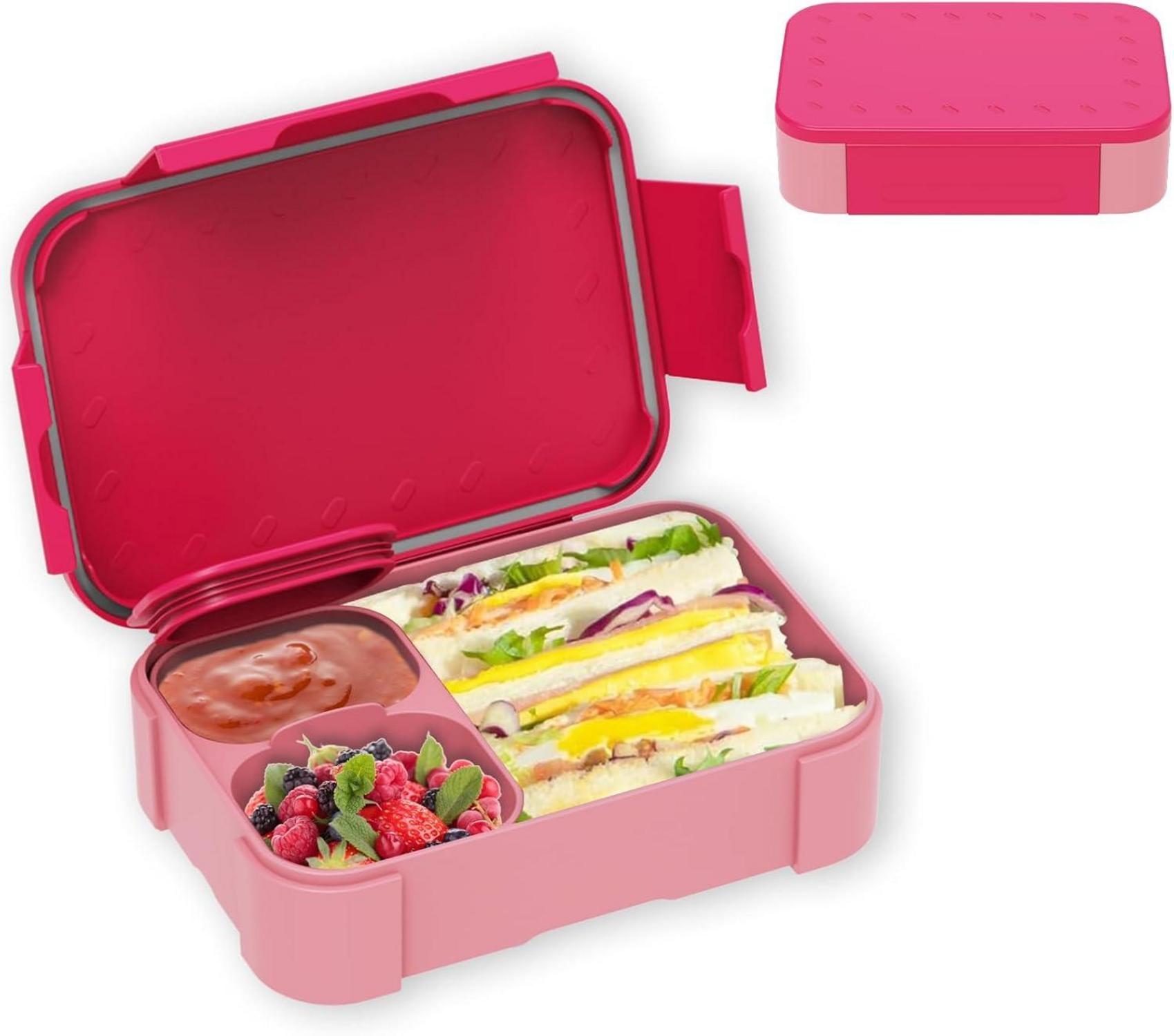 Brotdose Kinder mit Fächern 900ml Auslaufsicher Bento-Box Pink