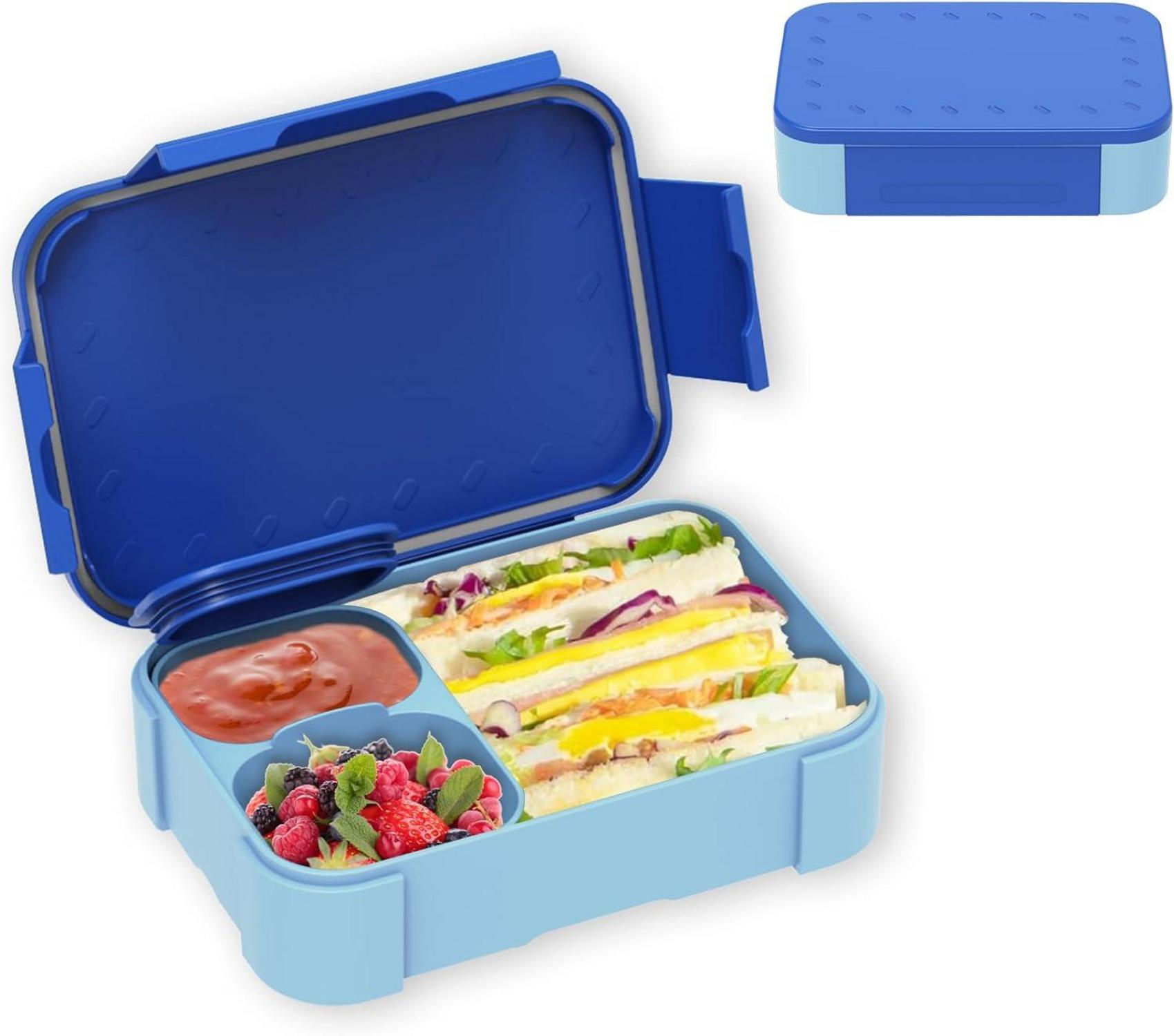 Brotdose mit Fächern 900ml Auslaufsicher Bento Kinder Lunchbox Blau