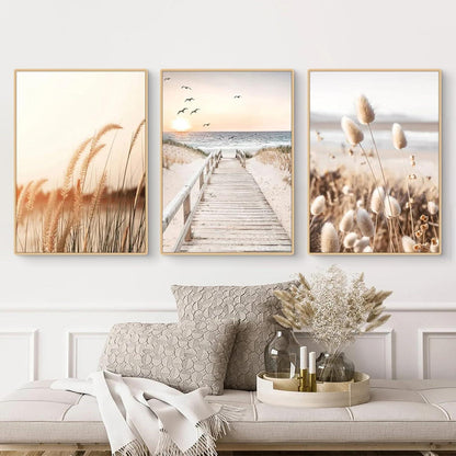 3-teiliges Natur Küstenstrand Seevogel Poster
