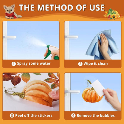 Herbstdeko Fensterbilder 9PCS Kätzchen Welpe Ahornblätter Sticker