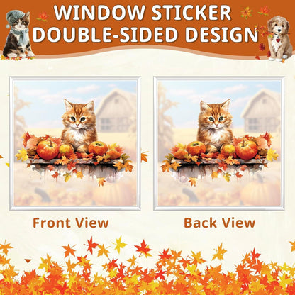Herbst Fensterbilder 9PCS Kätzchen Welpe Thanksgiving Aufkleber