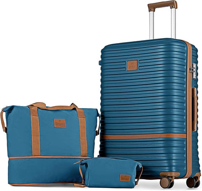 Hartschalenkoffer Set 3tlg TSA-Schloss 360°-Rollen Blau/Braun