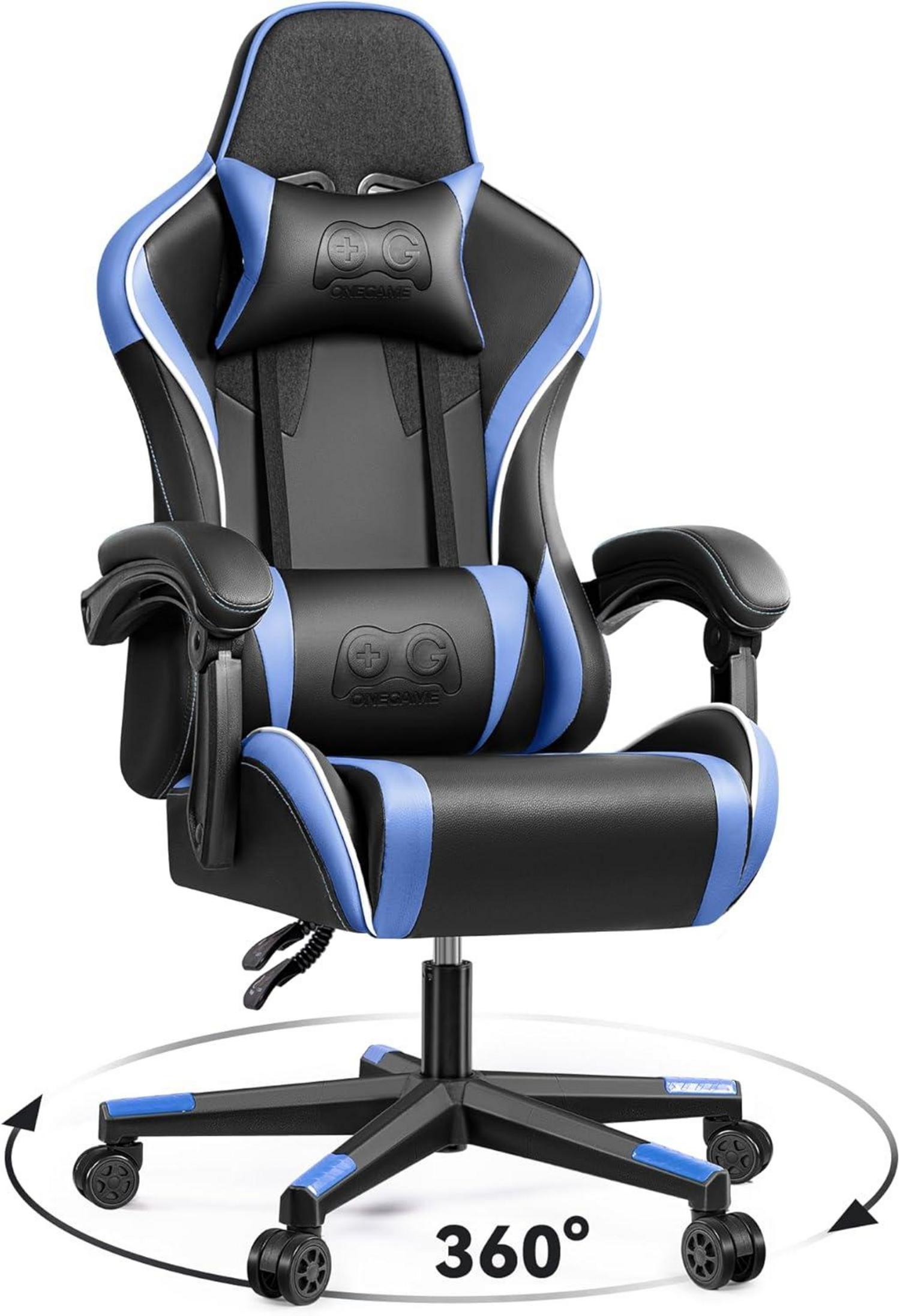 Ergonomischer Gaming Stuhl mit Lendenkissen 150KG Blau