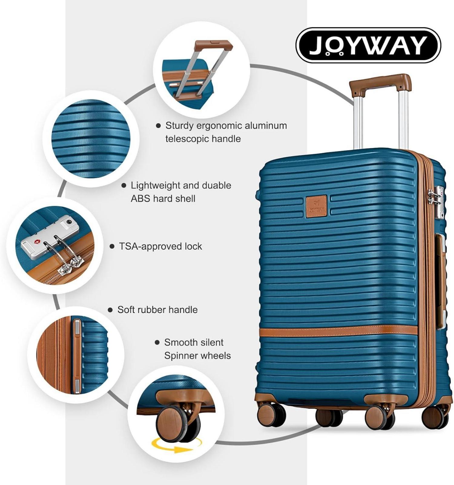 Joyway Kofferset ABS Hartschalen Rollkoffer 3tlg Blau 66cm