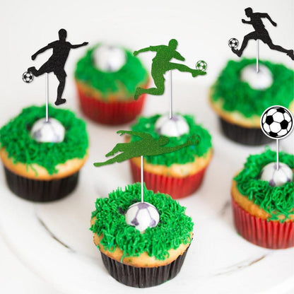 Fußball Tortendeko Cupcake Topper Glitzer Geburtstag Kinder 48 Stück