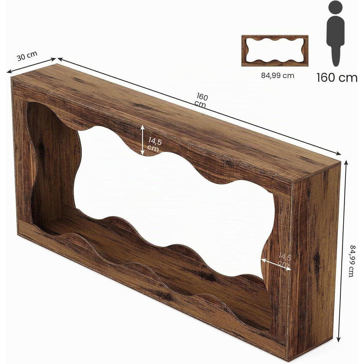 Landhaus Konsolentisch 160cm mit Stauraum & Wellendesign