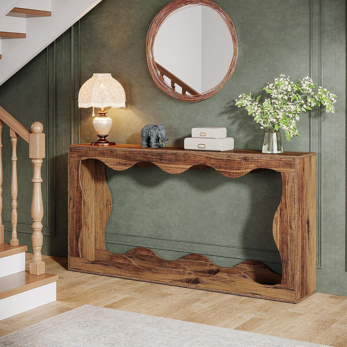 Landhaus Konsolentisch 160cm mit Stauraum & Wellendesign