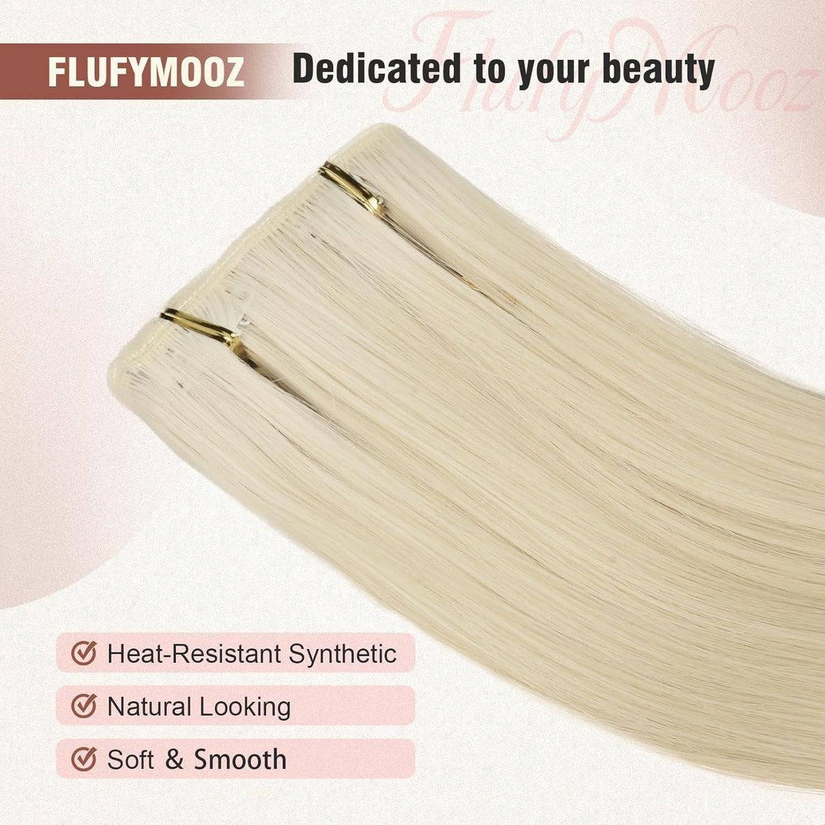 Clip-in Haarverlängerung Platinblond, 61 cm, glatt