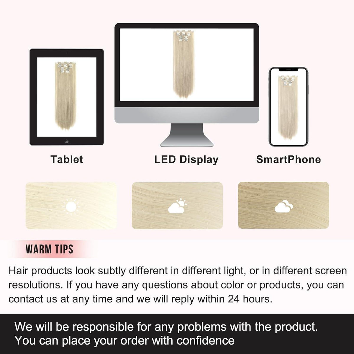 Clip-in Haarverlängerung Platinblond, 61 cm, glatt