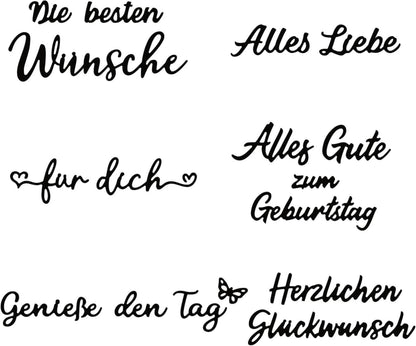 Stanzschablonen Schriften Geburtstag Scrapbooking Karten