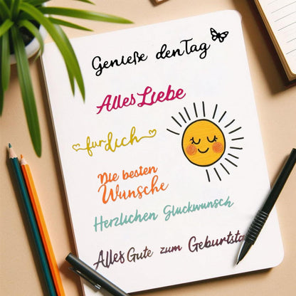 4er-Set Stanzschablonen Schriften Geburtstag Scrapbooking Basteln