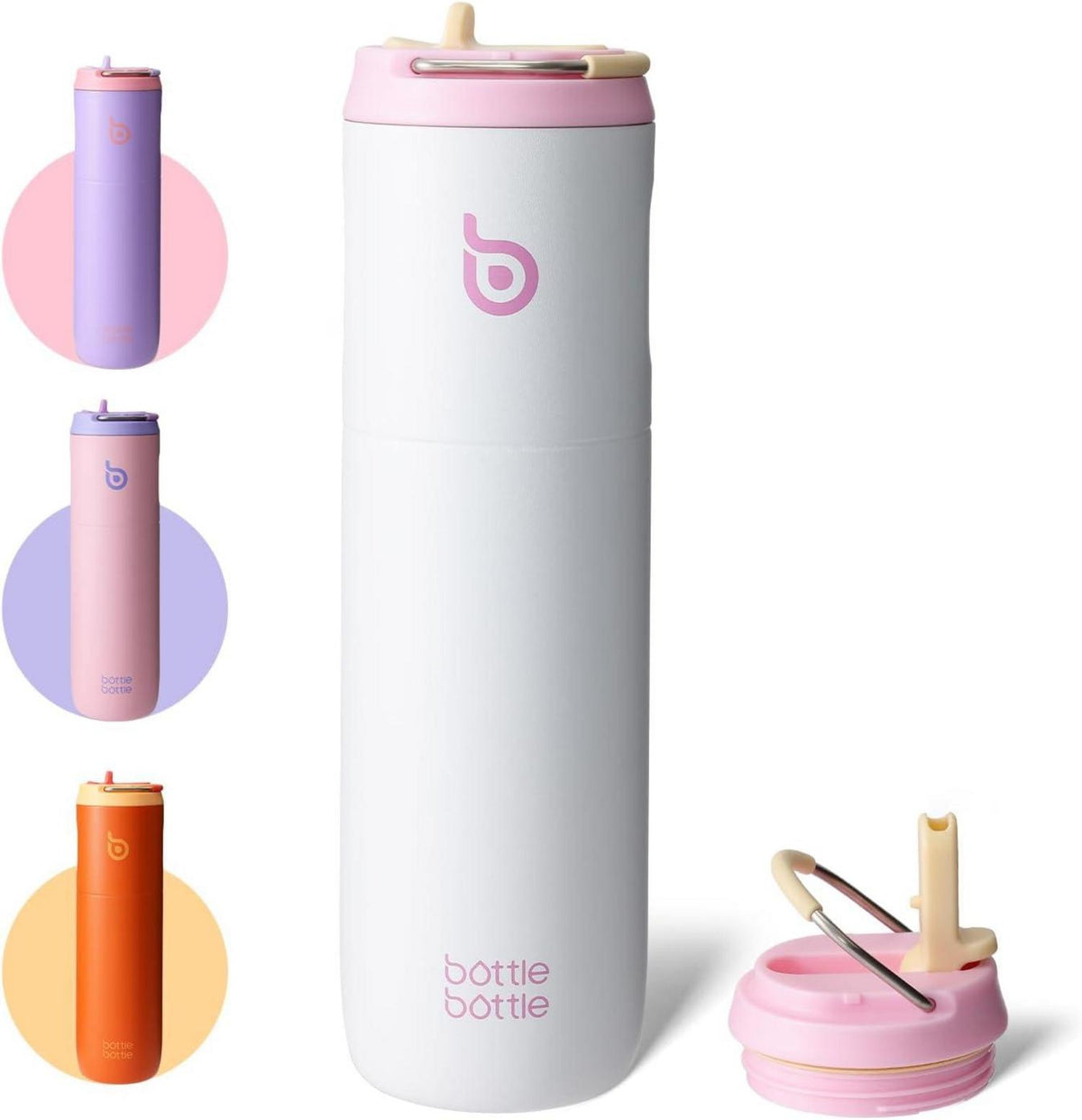 Isolierte Trinkflasche 680 ml mit Strohhalm und Griff