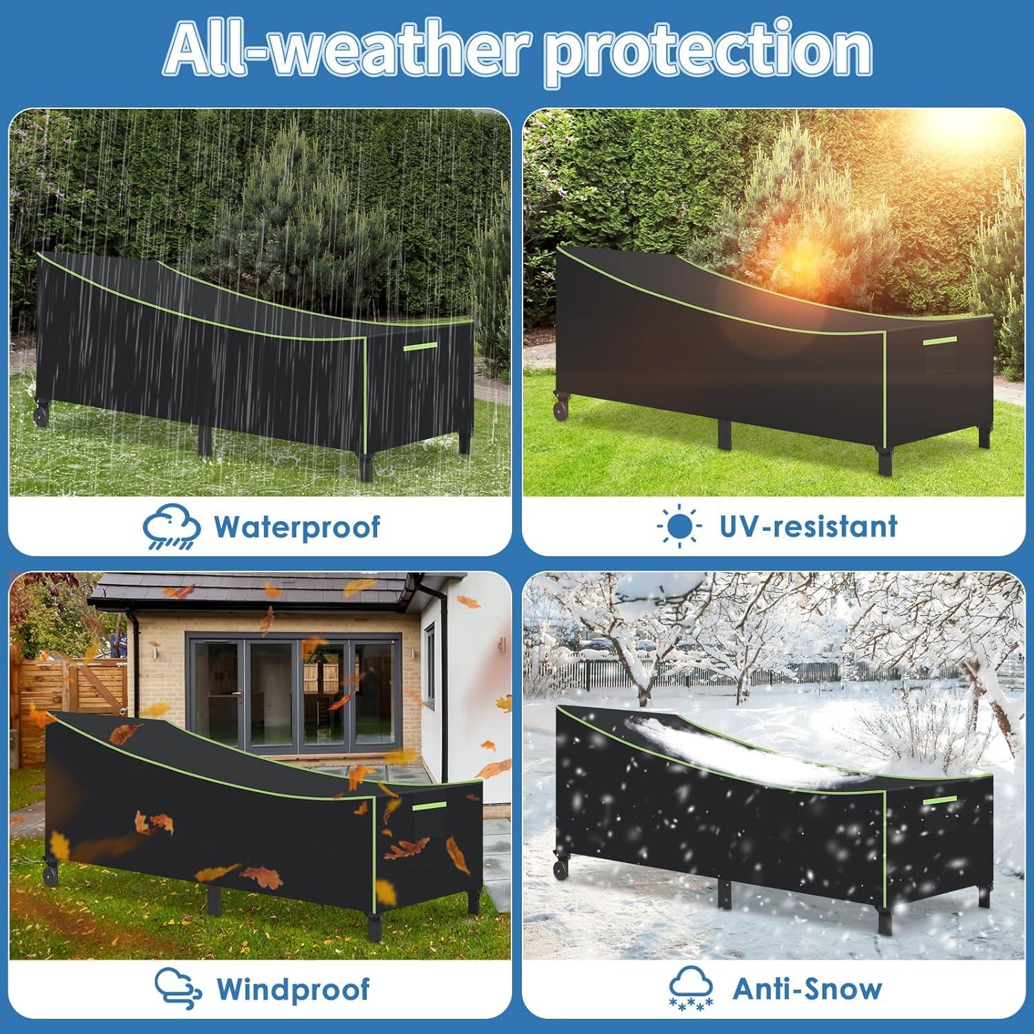 Gartenliege Abdeckung 200x75x40/70cm, wasserabweisend, atmungsaktiv - 2er Set