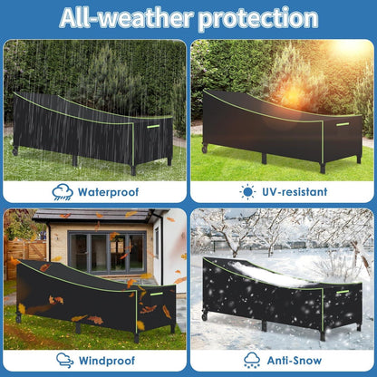 Gartenliege Abdeckung 200x75x40/70cm, wasserabweisend, atmungsaktiv - 2er Set