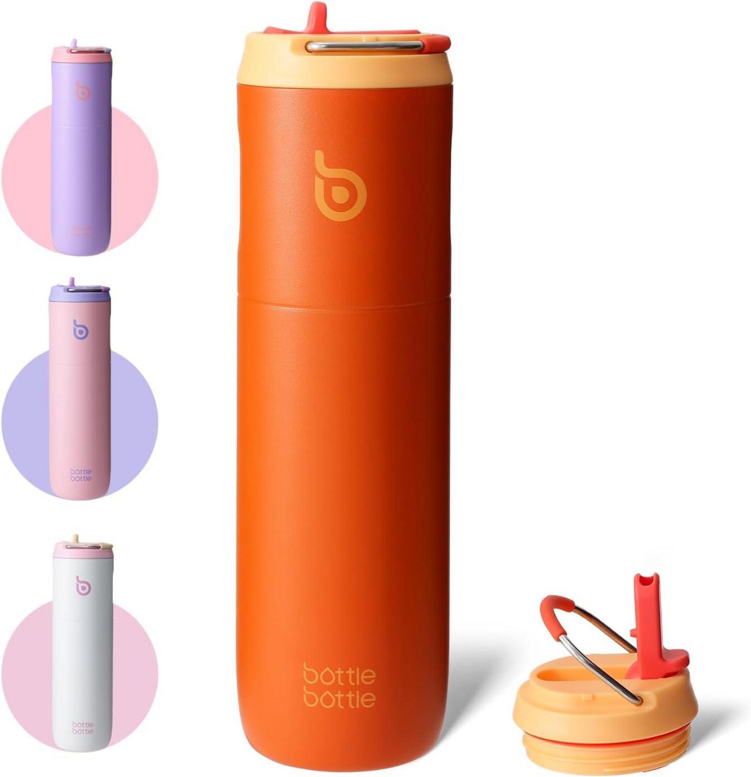 Isolierte Trinkflasche mit Strohhalm und