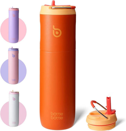 Isolierte Trinkflasche mit Strohhalm und