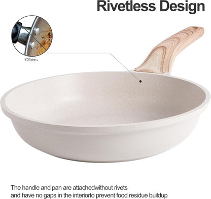 RIOVARM 24cm Induktions Bratpfanne Granit ohne PFOA Woodgrain Griff 9.5 Zoll
