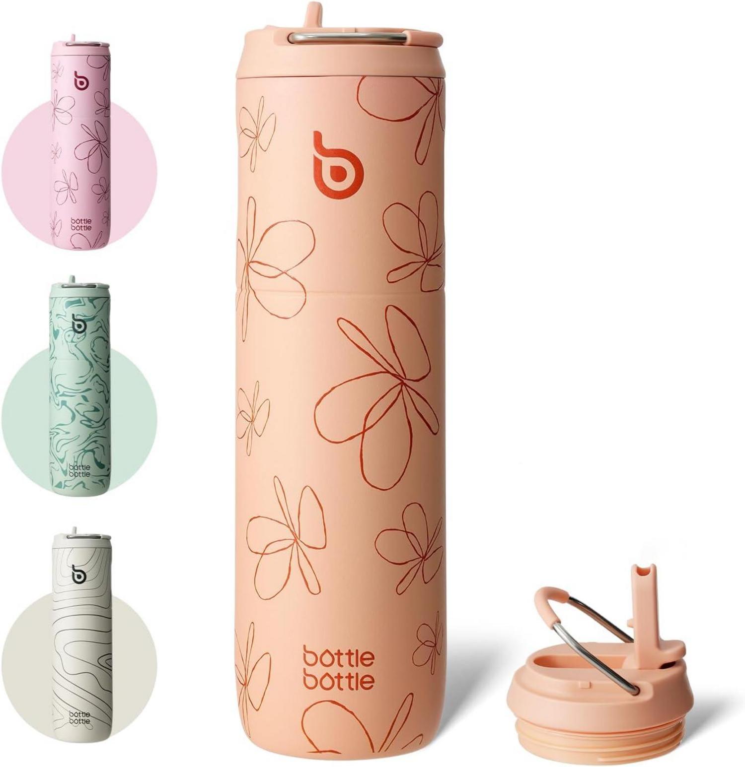Isolierte Trinkflasche mit Strohhalm und Griff 680 ml doppelwandig