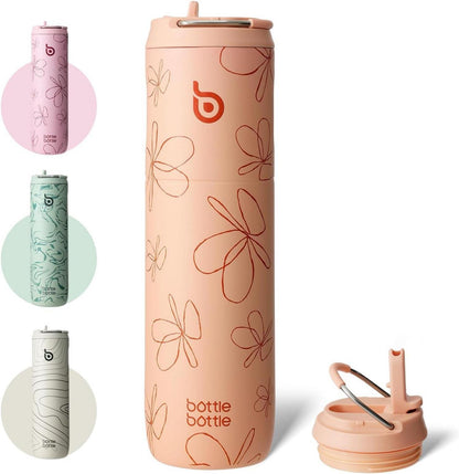 Isolierte Trinkflasche mit Strohhalm und Griff 680 ml doppelwandig