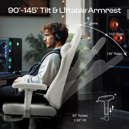 Gaming Stuhl mit Massagefunktion, Fußstütze, Ergonomischer