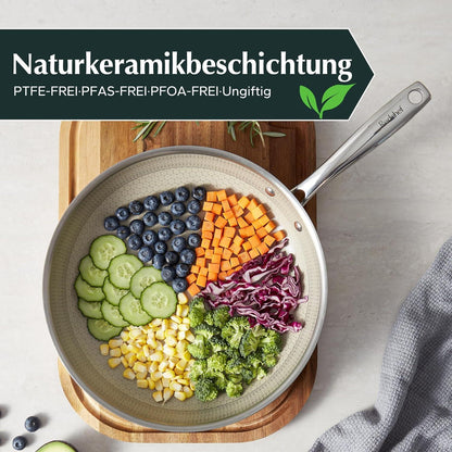 Redchef Pfannenset Wabenstruktur Keramik 3-teilig 20+24+28 cm Induktion Edelstahlpfanne