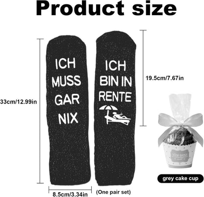 Ruhestand Geschenk Set Schwarz Baumwolle Socken Tasse