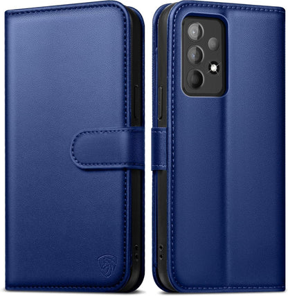 Samsung Galaxy A52S 5G Klapphülle mit Glaspanzer - Königsblau
