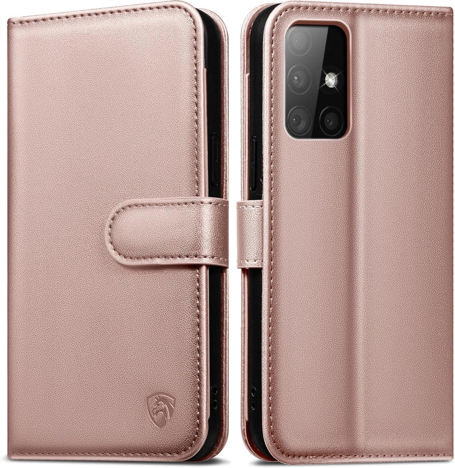 EASDNB Samsung Galaxy A51 Handyhülle Panzer Glas RFID Rosegold