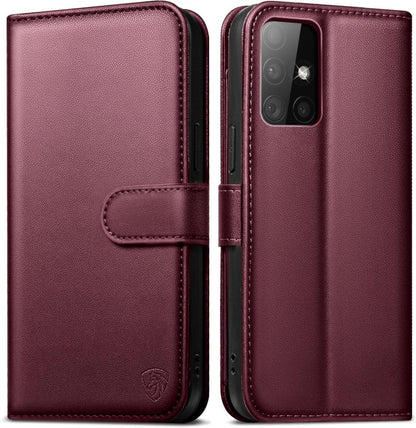 Samsung Galaxy A51 Handyhülle Weinrot mit RFID Schutz & Standfunktion