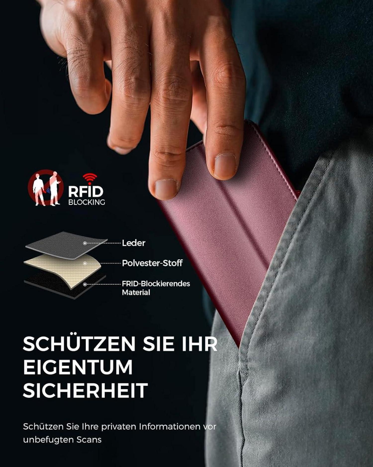 Samsung Galaxy A51 Handyhülle Weinrot mit RFID Blocker und Standfunktion